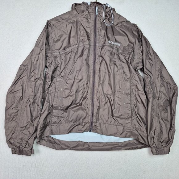 Columbia Omni-Tech Men's Waterproof Breathable Vented Hiking Raincoat Brown Sz L - Picture 1 of 11